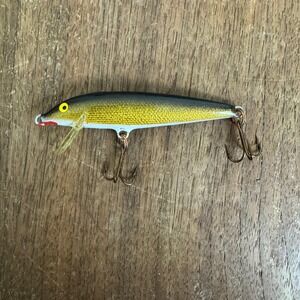 Orignal Rapala FINLAND Vintage Floating Minnow black Gold double‎ hook Lure